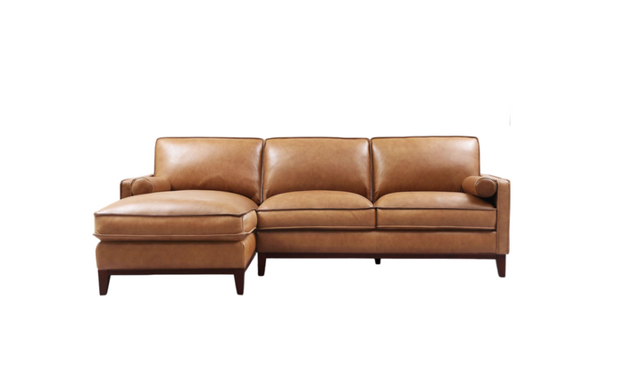 Gio Italia Harper 3-Seater Tan Leather Sectional Chaise