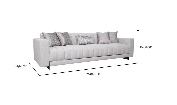 Klaussner Talento 3-Seater Long Tufted Gray Fabric Sofa with Track Arms