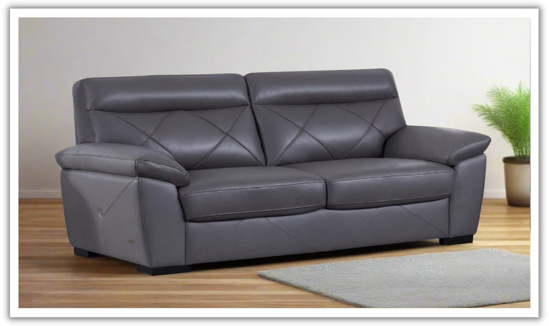 Gio Italia Latitude 2-Seater X-Tufted Leather Stationary Sofa with Headrest