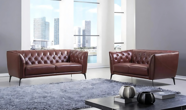 Gio Italia Signiya 2-Seater Leather Sofa with Tufted Back
