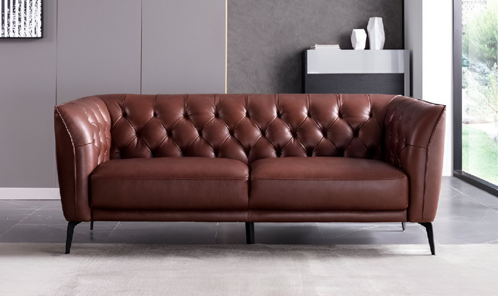 Gio Italia Signiya 2-Seater Leather Sofa with Tufted Back