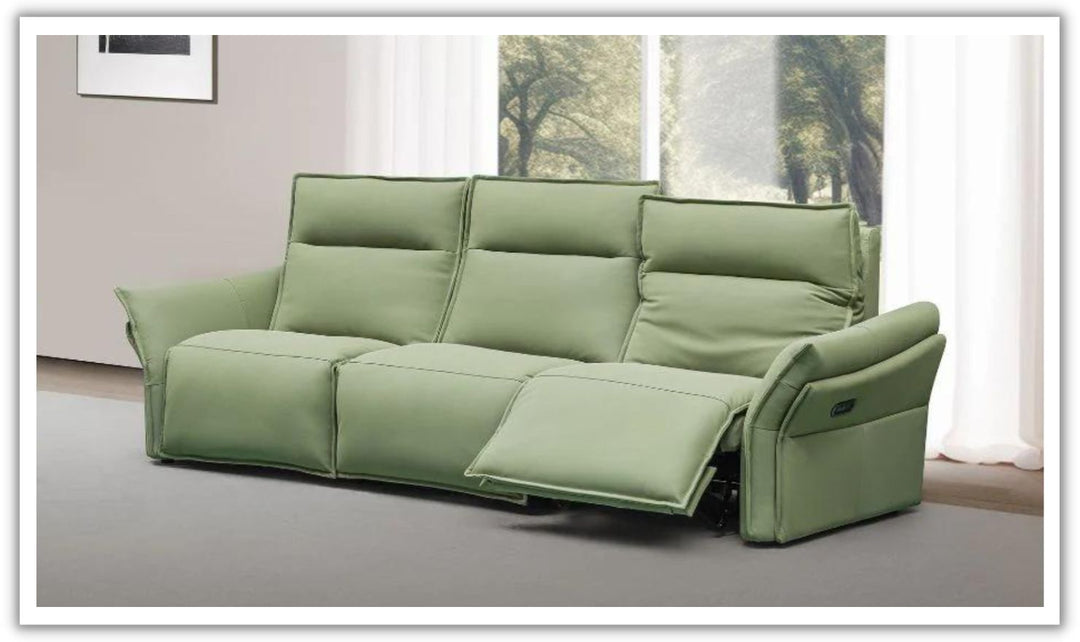 Klaussner Vittoria 3-Seater Leather Power Reclining Sofa in Green