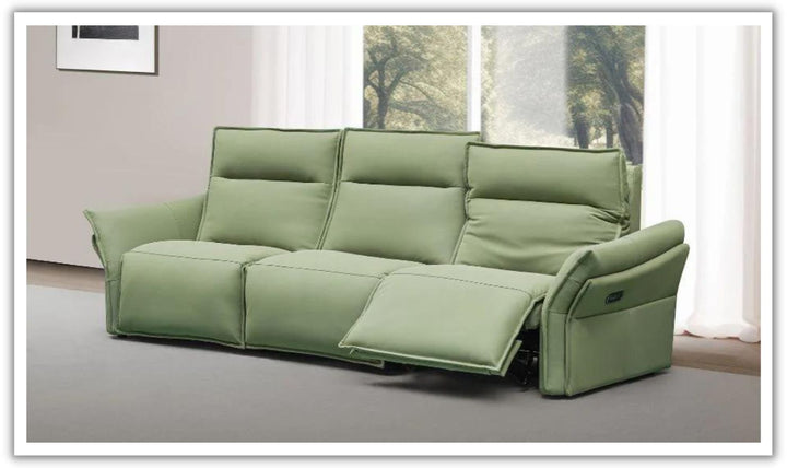 Klaussner Vittoria 3-Seater Leather Power Reclining Sofa in Green