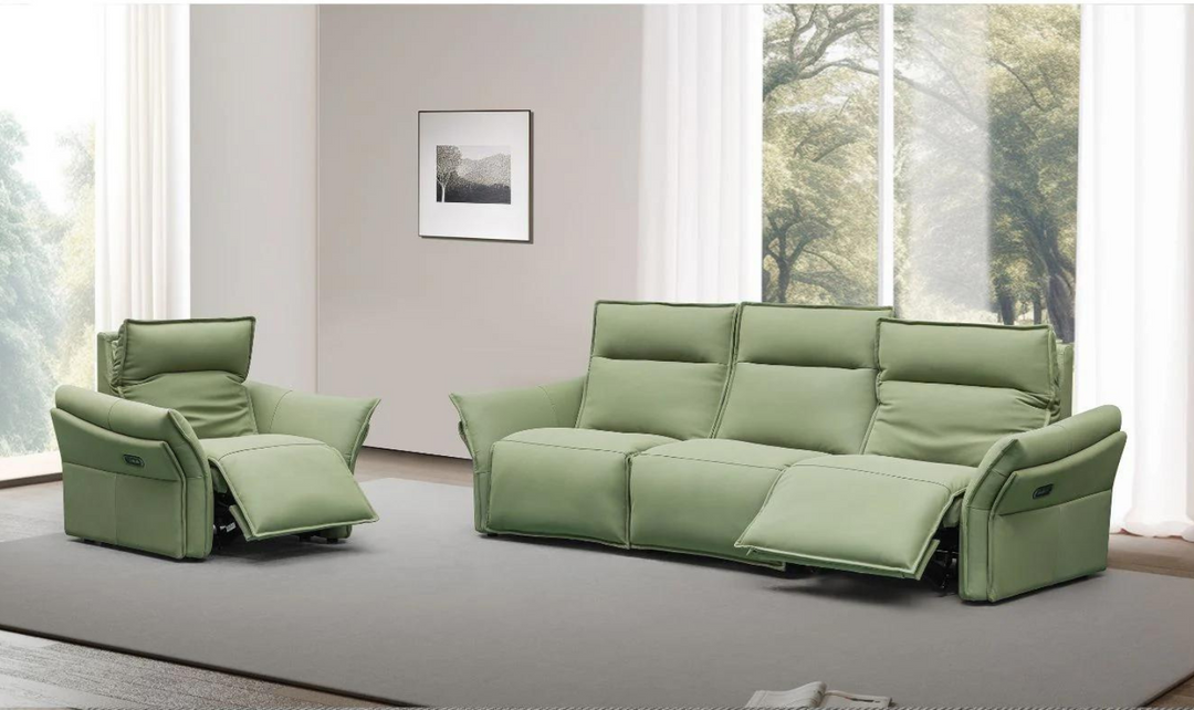 Gio Italia Vittoria 3-Seater Leather Power Reclining Sofa in Green