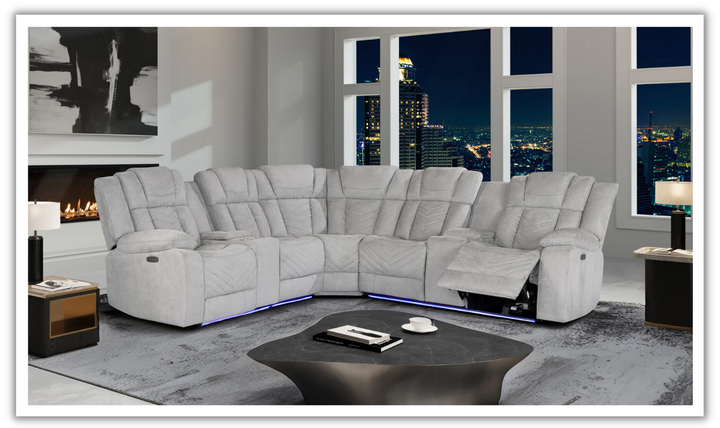Global Furniture Ash 4-Seater Fabric Recliner Sectional Sofa