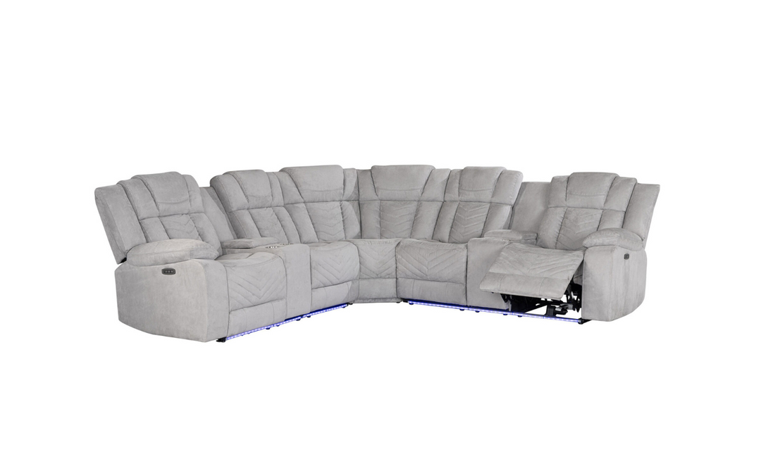 Global Furniture Ash 4-Seater Fabric Recliner Sectional Sofa