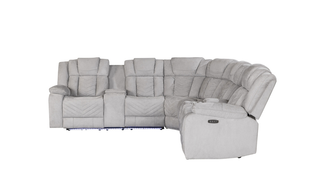 Global Furniture Ash 4-Seater Fabric Recliner Sectional Sofa