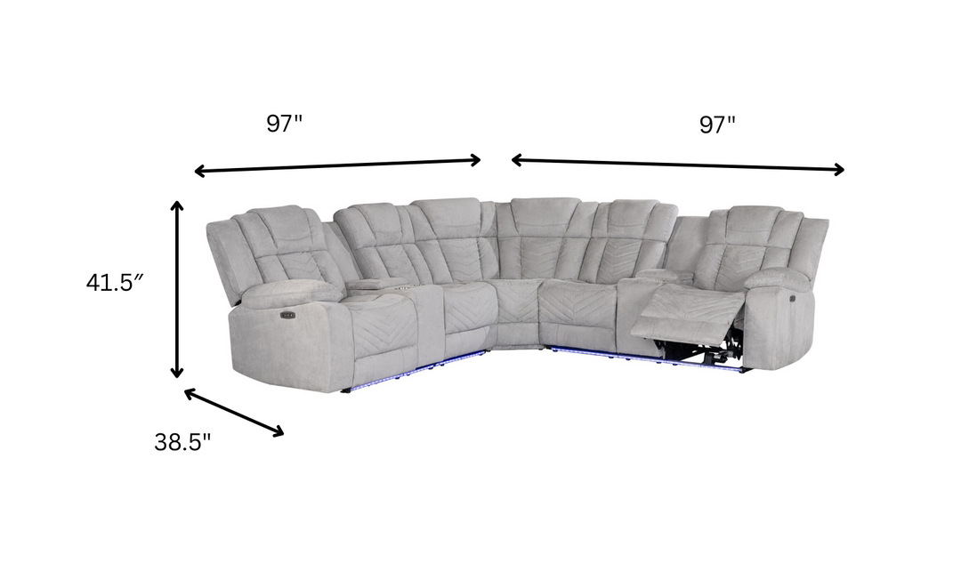 Global Furniture Ash 4-Seater Fabric Recliner Sectional Sofa
