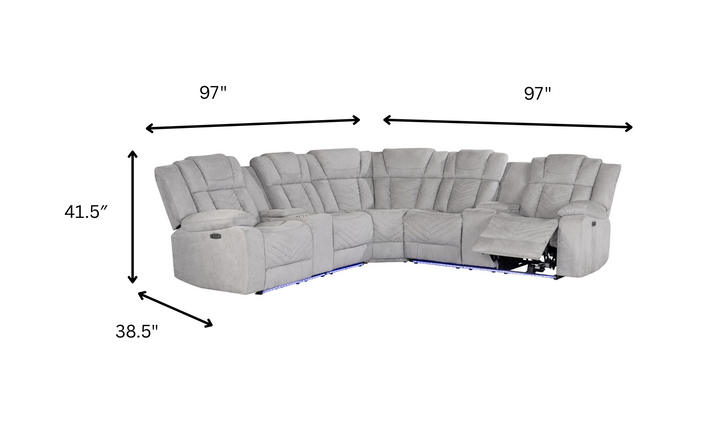 Global Furniture Ash 4-Seater Fabric Recliner Sectional Sofa