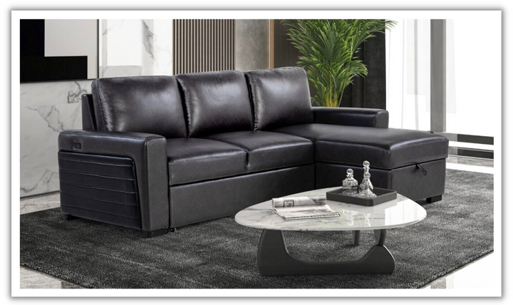 Global Furniture Blanche Charcoal 3-Seater Fabric Sofa Bed With USB-jennifer furniture