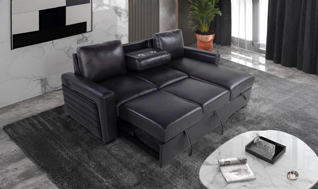 Global Furniture Blanche Charcoal 3-Seater Fabric Sofa Bed With USB-jennifer furniture