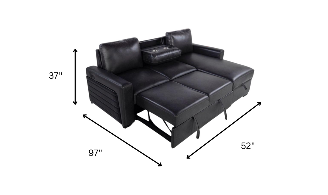 Global Furniture Blanche Charcoal 3-Seater Fabric Sofa Bed With USB