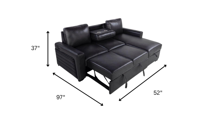 Global Furniture Blanche Charcoal 3-Seater Fabric Sofa Bed With USB