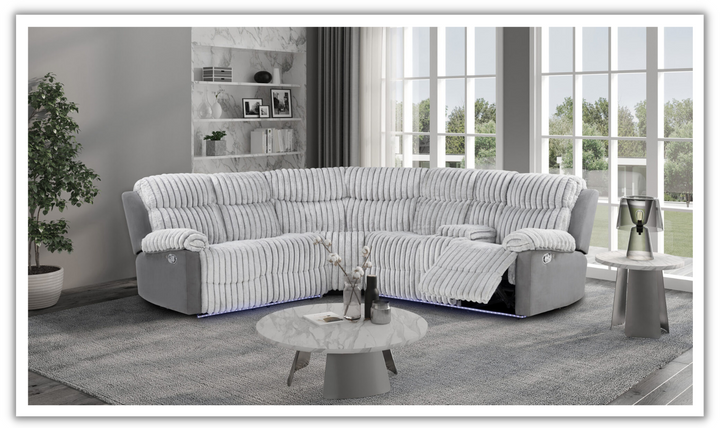 Global Furniture Civico 4-Seater Gray Fabric Sectional Sofa With LED