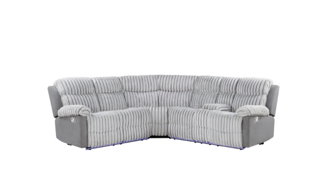 Global Furniture Civico 4-Seater Gray Fabric Sectional Sofa With LED