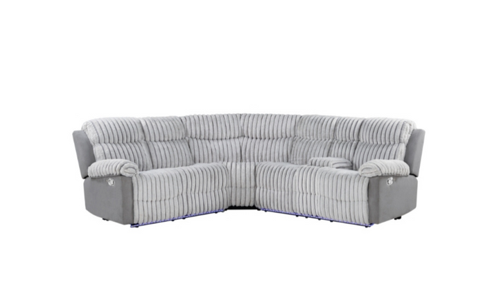 Global Furniture Civico 4-Seater Gray Fabric Sectional Sofa With LED