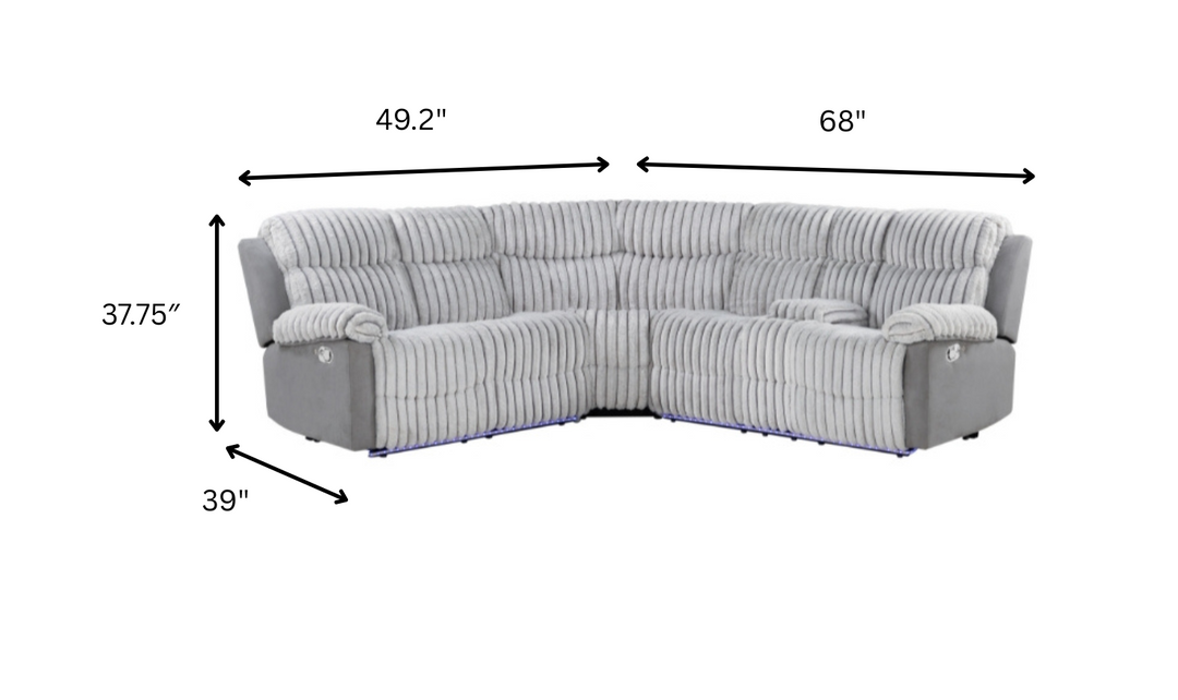 Global Furniture Civico 4-Seater Gray Fabric Sectional Sofa With LED