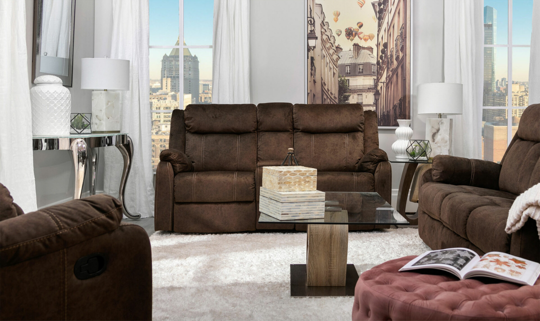 Global Furniture Domino 3-Seater Coffee Fabric Recliner Sofa-jennifer furniture