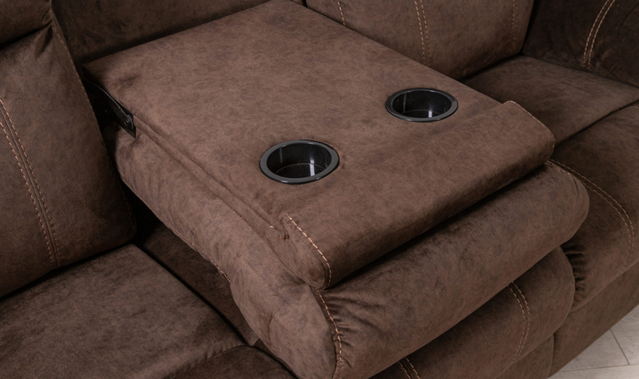 Global Furniture Domino 3-Seater Coffee Fabric Recliner Sofa