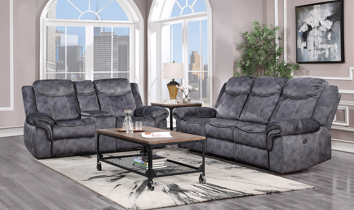 Global Furniture Domino 3-Seater Granite Fabric Recliner Sofa