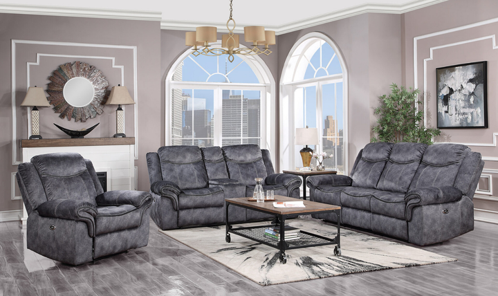 Global Furniture Domino 3-Seater Granite Fabric Recliner Sofa