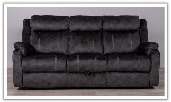 Global Furniture Domino 3-Seater Granite Fabric Recliner Sofa