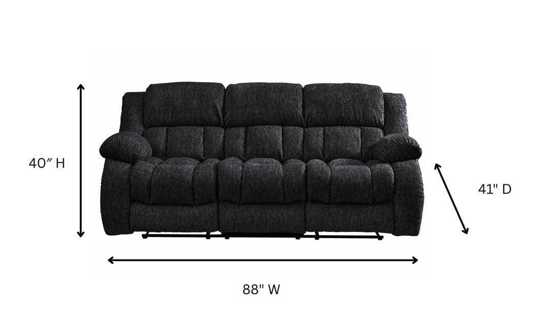 Global Furniture Ebony 3-Seater Fabric Reclining Sofa