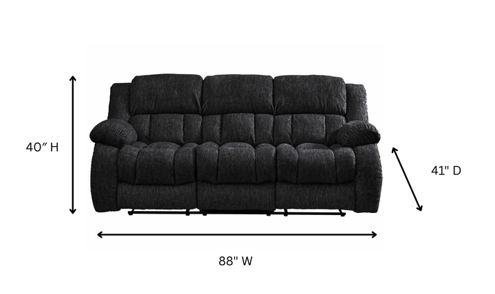 Global Furniture Ebony 3-Seater Fabric Reclining Sofa