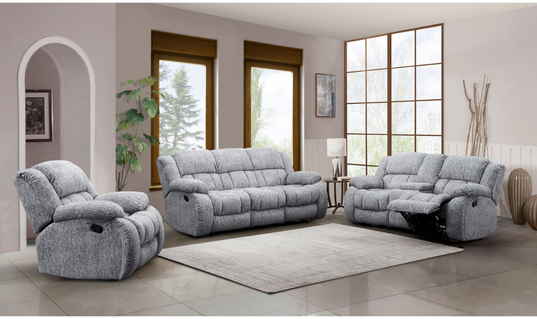 Global Furniture Gray 3-Seater Fabric Recliner Sofa