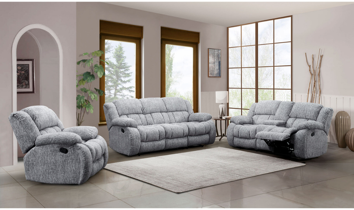 Global Furniture Gray 3-Seater Fabric Recliner Sofa