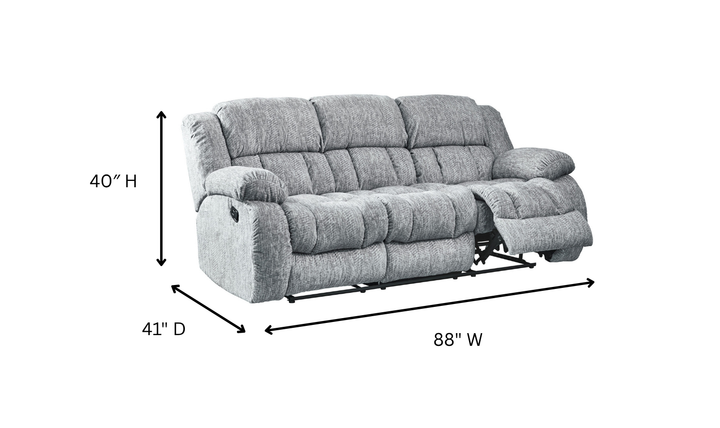 Global Furniture Gray 3-Seater Fabric Recliner Sofa