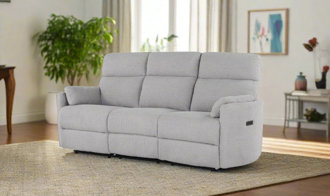 Global Furniture Fluffy Dolphin 3 Seater Fabric Power Recliner Sofa