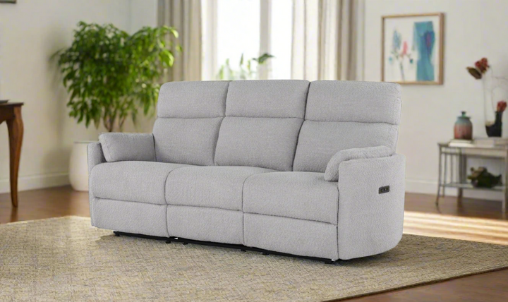 Global Furniture Fluffy Dolphin 3 Seater Fabric Power Recliner Sofa