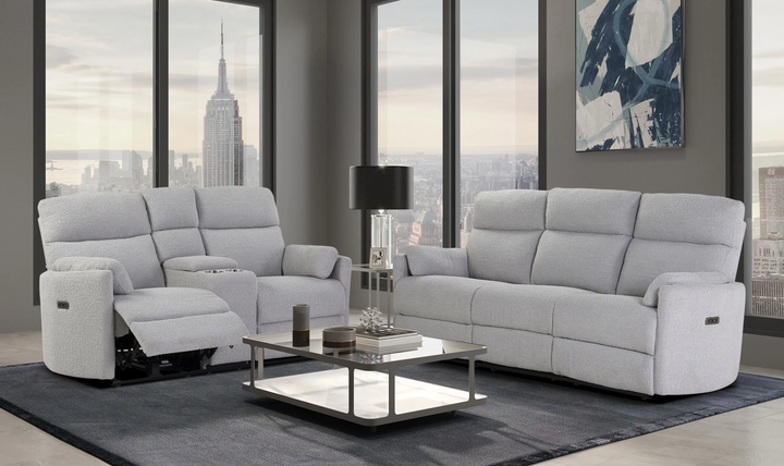 Global Furniture Fluffy Dolphin 3 Seater Fabric Power Recliner Sofa