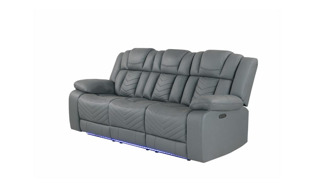 Global Furniture Gray 3-Seater Fabric Power Reclining Sofa