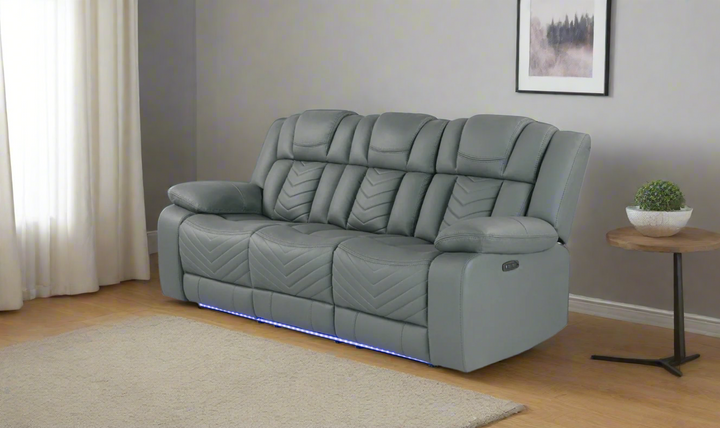 Global Furniture Gray 3-Seater Fabric Power Reclining Sofa