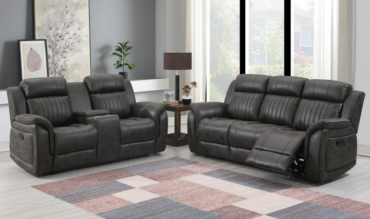 Global Furniture Graystone 3-Seater Gray Fabric Recliner Sofa