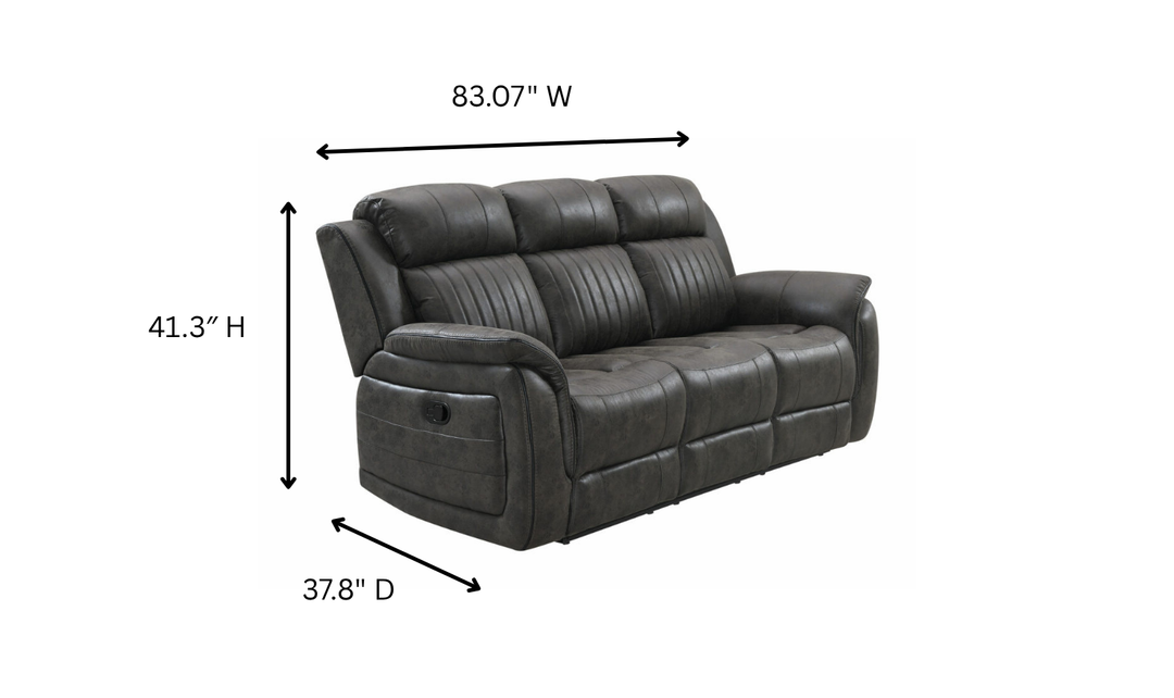 Global Furniture Graystone 3-Seater Gray Fabric Recliner Sofa