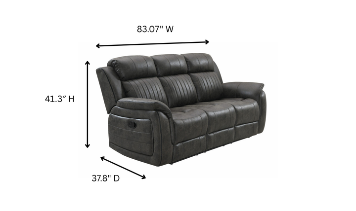 Global Furniture Graystone 3-Seater Gray Fabric Recliner Sofa