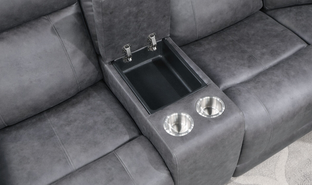 Global Furniture Greige 4-Seater Fabric Recliner Sectional Sofa