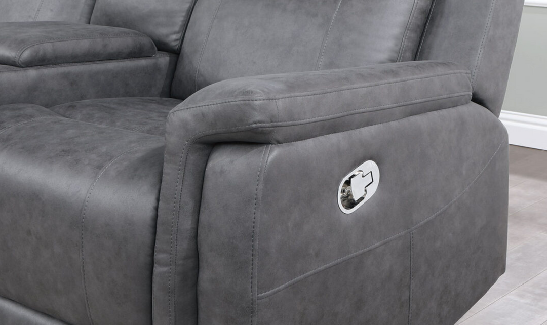 Global Furniture Greige 4-Seater Fabric Recliner Sectional Sofa