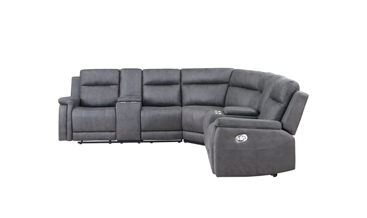 Global Furniture Greige 4-Seater Fabric Recliner Sectional Sofa