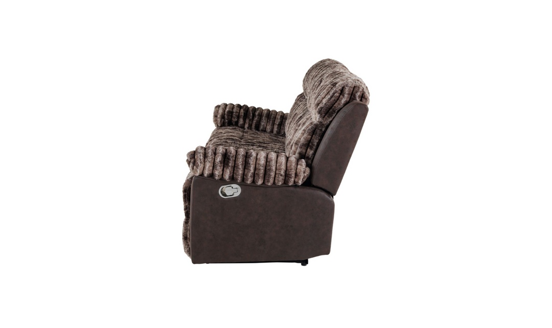 Global Furniture Lusso 3-Seater Brown Fabric Recliner Sofa