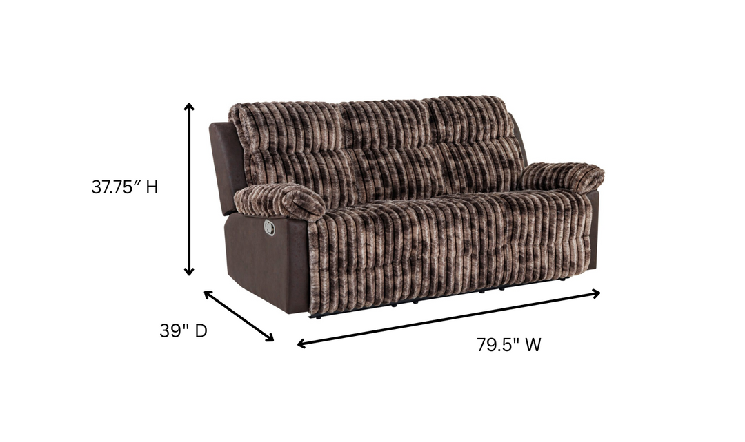 Global Furniture Lusso 3-Seater Brown Fabric Recliner Sofa