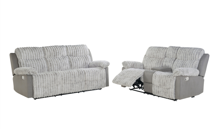 Global Furniture Lusso 3-Seater Gray Fabric Recliner Sofa