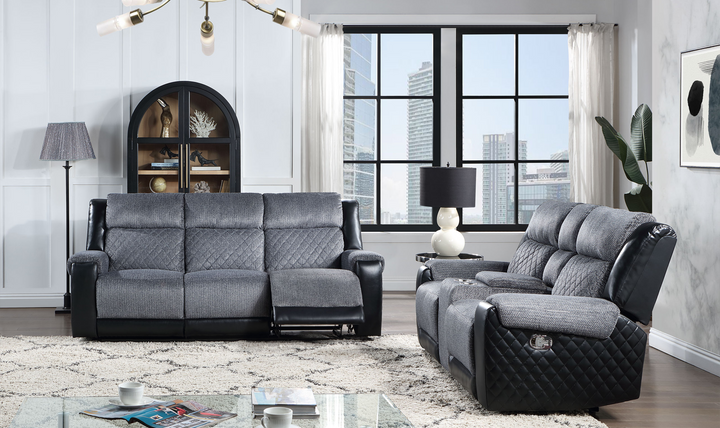 Global Furniture Veilwalkers 3-Seater Gray Fabric Recliner Sofa