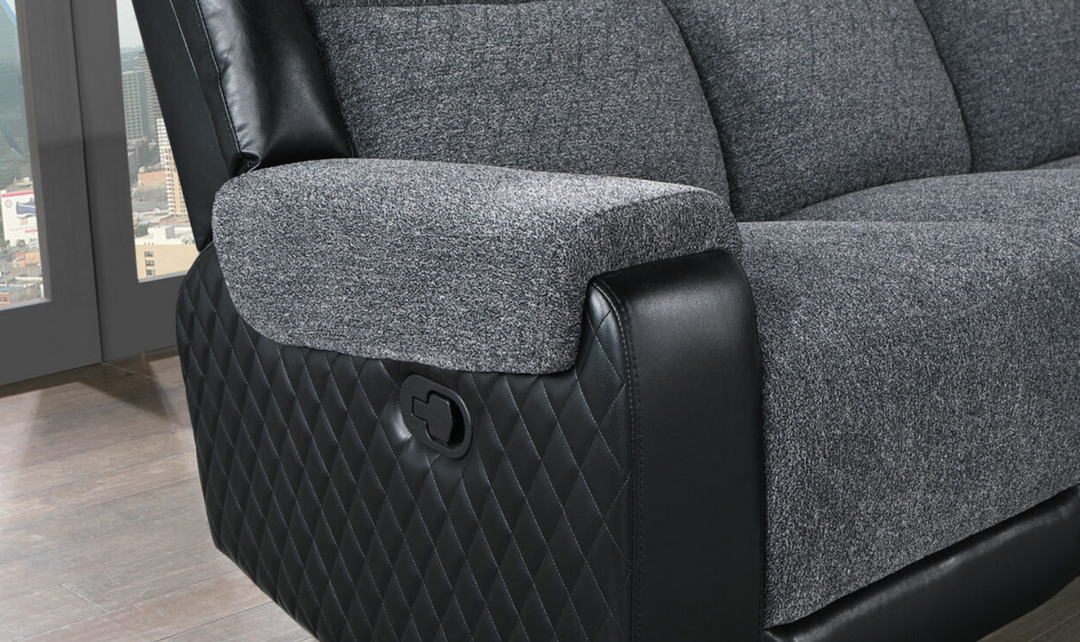 Global Furniture Veilwalkers 3-Seater Gray Fabric Recliner Sofa