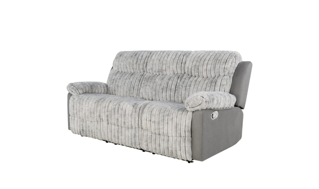 Global Furniture Lusso 3-Seater Gray Fabric Recliner Sofa