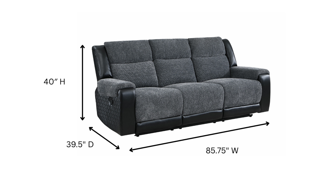 Global Furniture Veilwalkers 3-Seater Gray Fabric Recliner Sofa