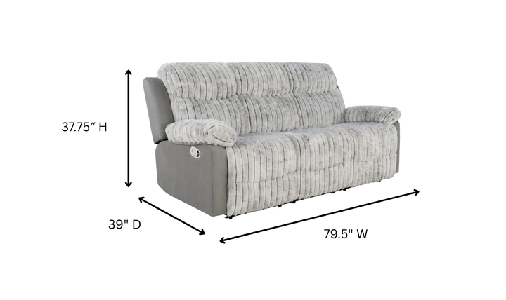Global Furniture Lusso 3-Seater Gray Fabric Recliner Sofa
